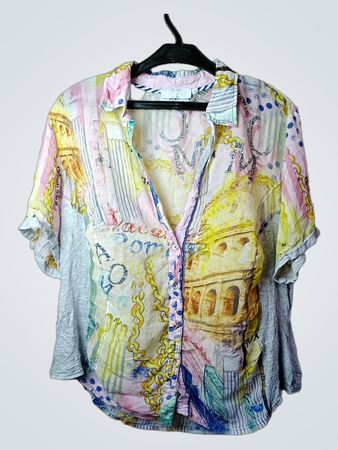Just White Chemise à Manches Courtes Femme Boutonnée