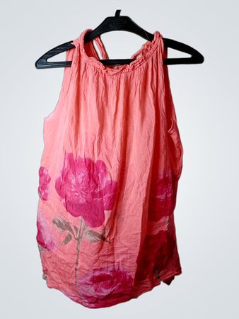 Korallenfarbener Tanktop mit floralem Druck
