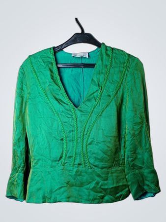 Grüne V-Ausschnitt-Bluse