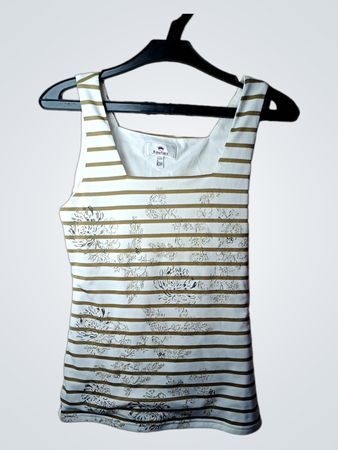 Kingfield Damen Weiß & Gold Gestreift Floral Tank Top