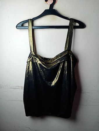 MADELEINE Damen Größe 42 Schwarz und Gold Metallisch Top