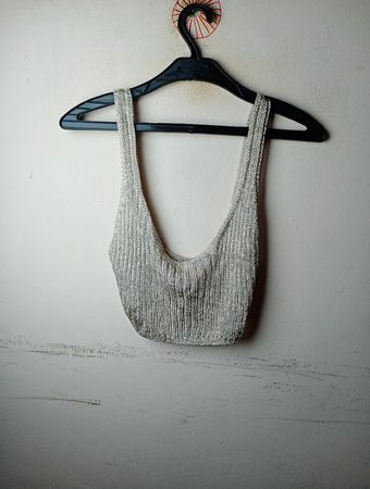 Mystery Jane Damen Glitzer Strick Crop Top