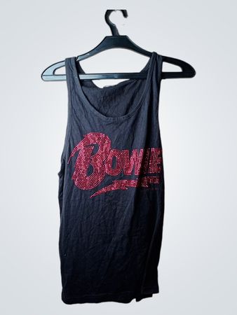 Schwarzes Tanktop mit "Bowie"-Grafik