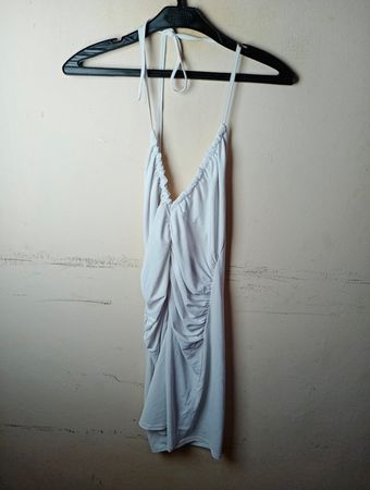 HIAH White Ruched Halterkleid