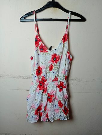Damen weißes floral bedrucktes Spaghetti-Träger-Overall