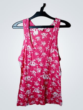 Tanktop mit pinkem Schädel-Druck