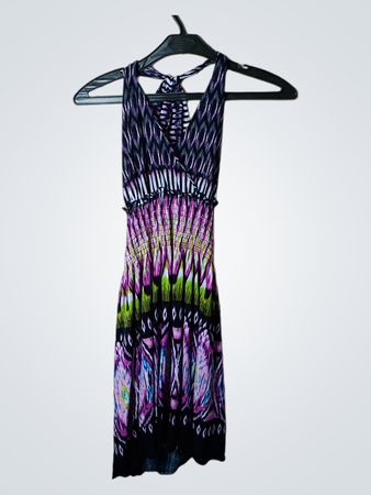 Maxikleid mit abstraktem Druck und Halsband für Damen