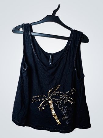 Schwarzes Tanktop mit Palmenmotiv