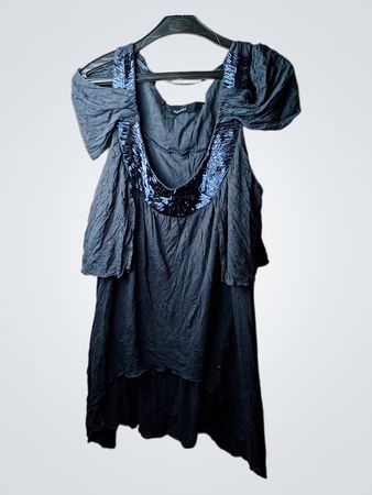 KORAWAN Damen Kleid mit blauen Paillettenverzierungen