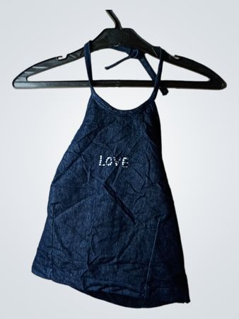 Denim-Haltertop mit "love"-Verzierung
