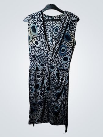 Ärmelloses V-Ausschnitt Druckkleid