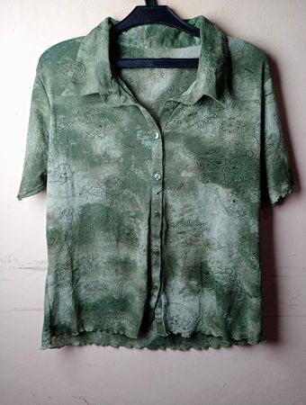 Grünes Paisley-Print Hemd mit Knöpfen