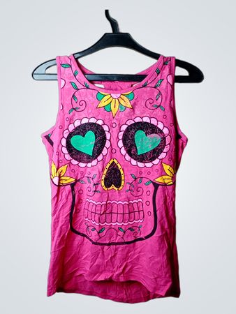 Rosa Tanktop mit Totenkopf-Graphic