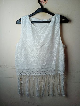 Sister White Lace Fringe Tanktop