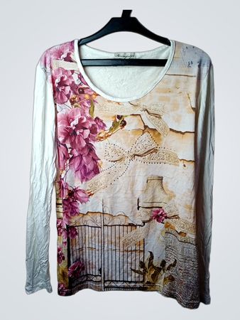 Langarm-T-Shirt mit Blumenmuster und Schleifen