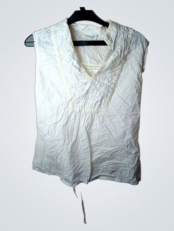 Yessica Ärmellose Weiße Bluse mit Spitze