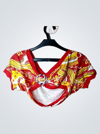SASSY Roter Gelber Blumenmuster Crop Top