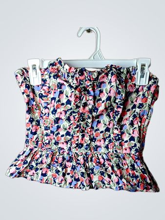 H&M Floral Smocked Strapless Peplum Top
