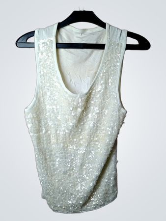 Weißes Pailletten-Trägershirt