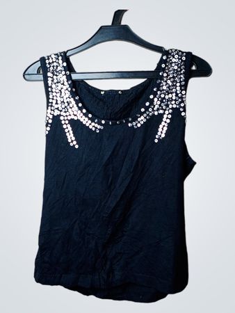 Schwarzes ärmelloses Top mit Pailletten