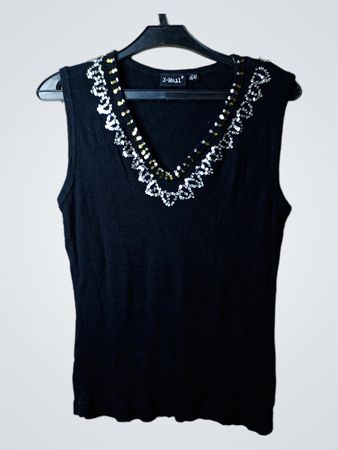 Schwarzes ärmelloses Top mit Pailletten