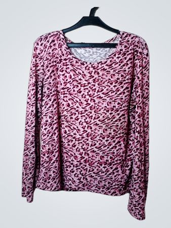 Pink Leopard Print Langarmoberteil