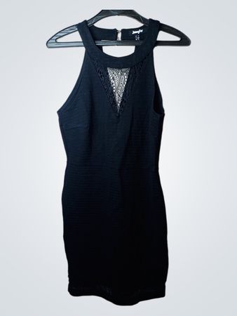Jennyfer Schwarzes Neckholder Kleid mit Spitzenbesatz