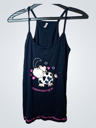 Dream Girl Schwarzes Tanktop mit Kuhgrafik