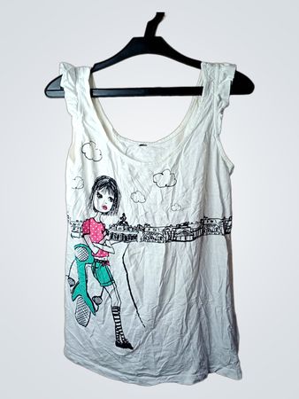 Weißes Tanktop mit grafischem Druck