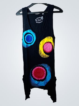 bpc Mädchen schwarzes Tanktop mit bunten Kreisen