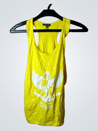 Dolce & Gabbana Gelbes Tanktop mit Wappen Grafik