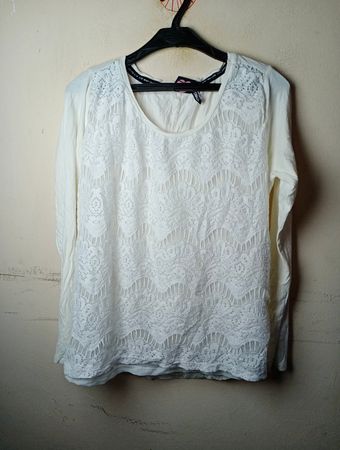 CATWALK JUNKIE Weiß Spitze Langarm Top