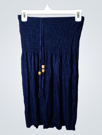 Blaues Smocked-Top Röhrenkleid mit Kordelzug
