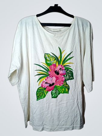 La Corda Weißes T-Shirt mit Floralprint