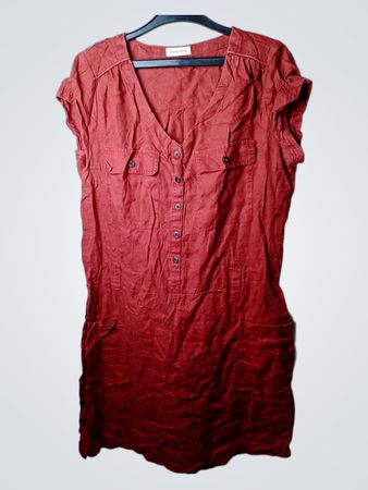 Cache Cache Rotes V-Ausschnitt Knopf-Utility-Kleid