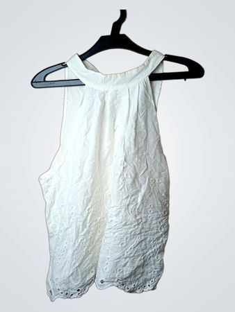 Morgan De Toi White Eyelet Halter Top