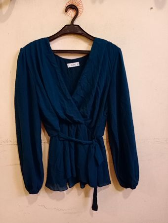 FLARE Teal Wickelbluse