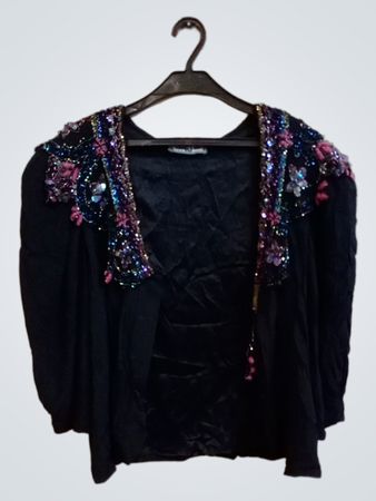 Vera Mont schwarze Bluse mit Perlenverzierung