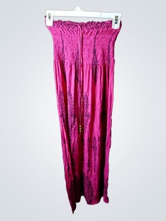 Rosa gerafftes Bandeau-Kleid mit lila Muster