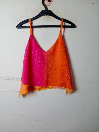 Orange- und pinkes Pailletten-Top