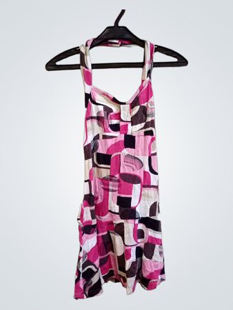 Damen-Pink-Geometrisches-Print-Halterkleid