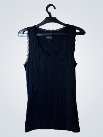 MONTEGO Black Spitzenbesatz Tanktop