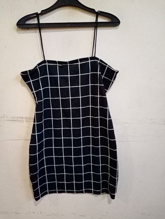 AFUL Schwarz-Weiß kariertes Mini-Kleid
