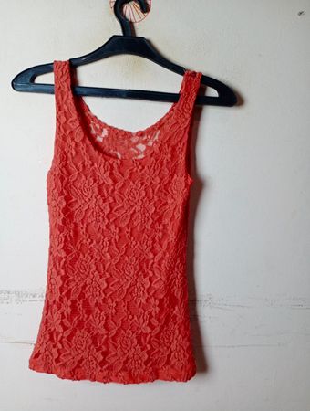Orange Spitzen-Top