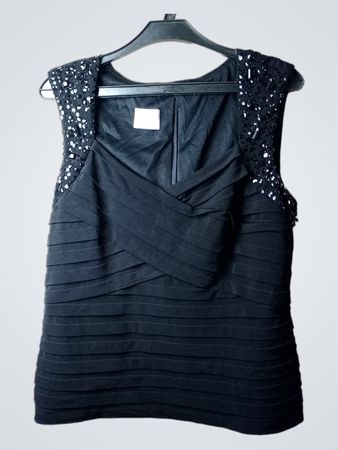 MADELEINE ärmelloses schwarzes Top mit Pailletten