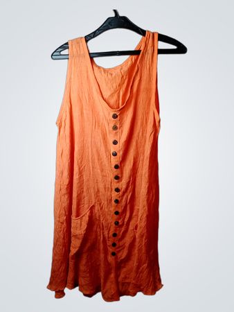 Orange ärmelloses Kleid mit Knöpfen