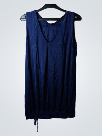 Goldenpoint Navy Blue ärmelloses V-Ausschnitt-Kleid mit Kordelzugsaum
