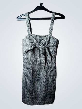 Showpo Damen Mini-Kleid aus schwarzem und weißem Tweed mit Schleifen-Detail
