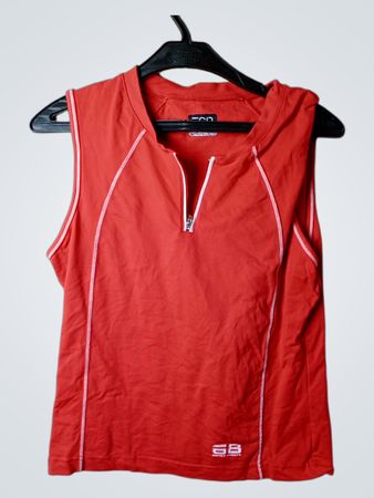 ESP Rotes ärmelloses Zip-Up Tanktop