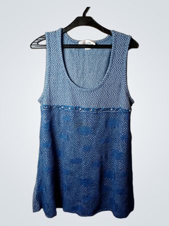 TESINI Blue ärmelloses Top mit Muster